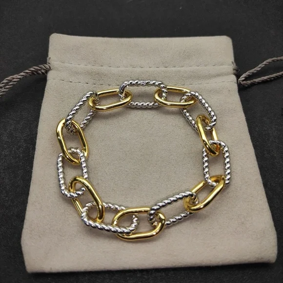 David Yurman Gold and Silver Mixed-Metal Link Bracelet - Picture 2 of 7